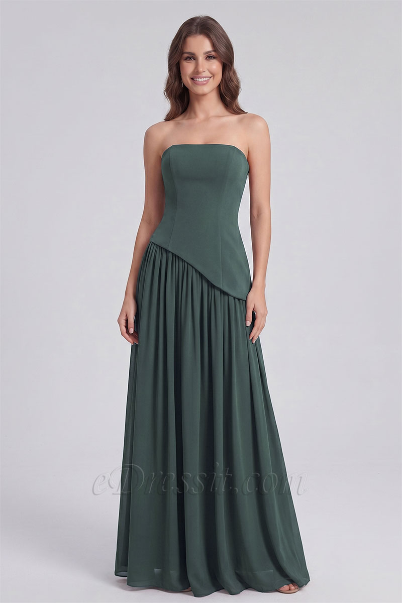 Robe longue bandeau vert émeraude à lacets