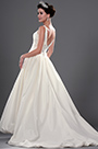 New V-cut Shiny Beaded Wedding Gown with Lace Bodice