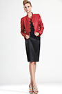 New Lady Red Leather Short Jacket Coat
