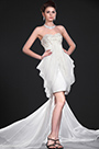New Pure Strapless Party Dress with detachable train