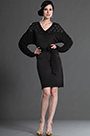 Black Elegant V-cut neckline Day Dress
