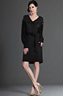 Black Elegant V-cut neckline Day Dress