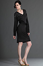 Black Elegant V-cut neckline Day Dress