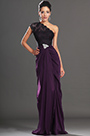 Dark Purple Once Lace Shoulder High split Evening Dress