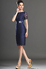 Nouveauté Manches courtes Bleu Foncé Robe Mère de Mariée