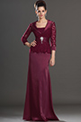 Elegant Weinrot Spitze Kleid der Mutter von Braut Tag Kleid