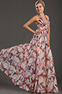 New Gorgeous Printed Halter V-neckline Evening Dress