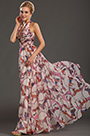 New Gorgeous Printed Halter V-neckline Evening Dress