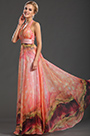 New Gorgeous Printed  Halter V-neckline Evening Dress
