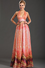 New Gorgeous Printed  Halter V-neckline Evening Dress