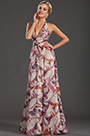 New Gorgeous Printed Halter V-neckline Evening Dress