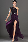 Dark Purple Once Lace Shoulder High split Evening Dress