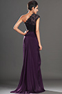Dark Purple Once Lace Shoulder High split Evening Dress