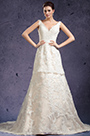 New V-cut Lace Appliques Evening Dress Wedding Gown