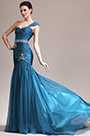 New One Shoulder Lovely Blue Evening Dress