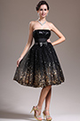 Trägerlos Schwarz Cocktail Kleid Ballkleid