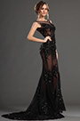 2013 S/S Fashion Show Handmade Flowers Sexy Black Evening Dress Prom Gown