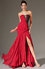 Stunning Red High Split Strapless Evening Dress