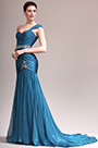 New One Shoulder Lovely Blue Evening Dress