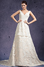 New V-cut Lace Appliques Evening Dress Wedding Gown