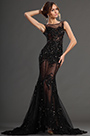 2013 S/S Fashion Show Handmade Flowers Sexy Black Evening Dress Prom Gown