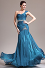 New One Shoulder Lovely Blue Evening Dress