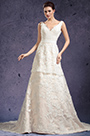 New V-cut Lace Appliques Evening Dress Wedding Gown
