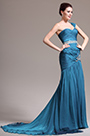 New One Shoulder Lovely Blue Evening Dress