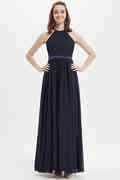 A‑Linien Chiffon Brautjungfernkleid mit Halter, ärmellos und bodenlang für Hochzeiten