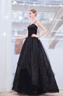 Sexy Black Straps Sequins Puffy Prom Party Dress