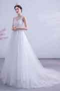 White A Line Embroidered Wedding Bridal Dress