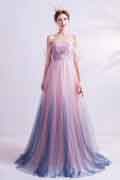 Shiny Gradient Off Shoulder Long Tulle Party Formal Gown