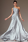 Grey Beaded One-Shoulder A-Line Evening Dress