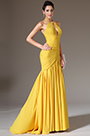 Halter Yellow Sheath Formal Evening Dress