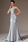 Grey Beaded One-Shoulder A-Line Evening Dress