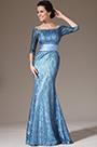 Off-Shoulder Half-Sleeves Lace Formal Gown