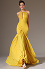Halter Yellow Sheath Formal Evening Dress