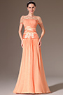 2014 Nouveauté Orange Dentelle Manches Courtes Robe de Gala/Longue