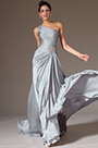 Grey Beaded One-Shoulder A-Line Evening Dress