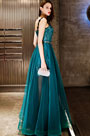 Green Straps Sequins Long Party Formal Dress