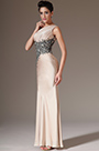 Champagne One-Shoulder Sheath Evening Dress