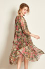 Simple Silk 3/4 Sleeves Printed Dress Day Wear