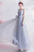 Gris Col en V Robe de Demoiselle d'honneur