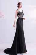Black Lace Appliques Mermaid Party Prom Dress