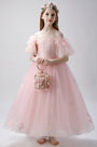 Pink Off Shoulder Flower Girl Dress