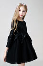 Schwarze Pailletten Applique Blumenmädchen Kleid