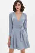 Fashion Smoky Gray V-Cut Short Party Dress/Daydress