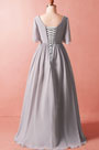 Grey Classic Short Sleeves Plus Size Dress Women Dress