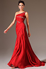 2014 Neu Rot Perlen Ein- Schulter Spitze Rücken Abendkleid