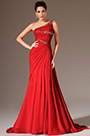 2014 Neu Rot Perlen Ein- Schulter Spitze Rücken Abendkleid